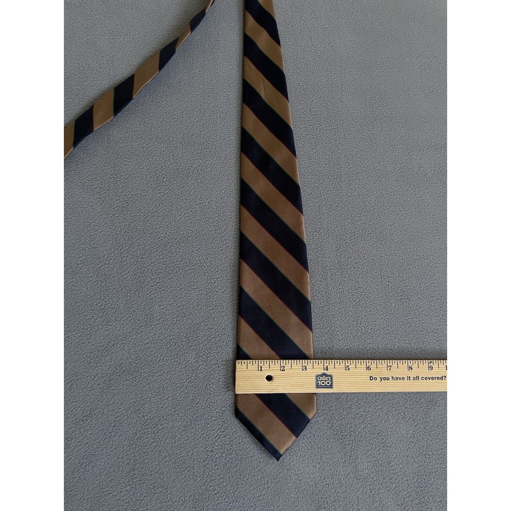 Brooks Brothers Makers Tie Mens One Size Brown / Blue Striped Silk Tie - Picture 4 of 4